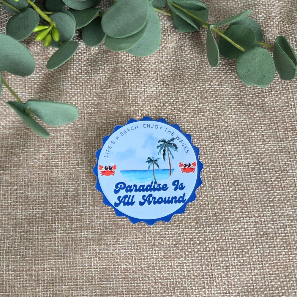 Paradise All Around Beach Sticker, Palm Tree Planner Decal Scrapbook Stationery